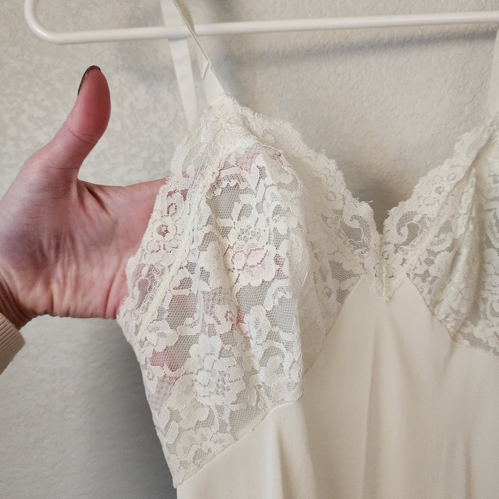 VINTAGE‎ x 60s floral lace slip dress lace trim - Picture 3 of 8